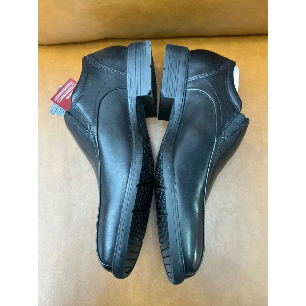 Clarks Steadwell‎ Step Loafers Mens 7 Black Excellent Leather Slip On Shoes